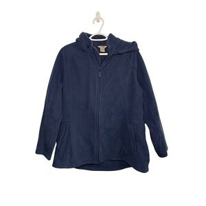 Duluth Trading Womens XL Navy Full Zip Fleece Hoodie Jacket Soft Warm Outdoor